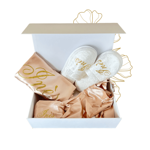 coffret peignoir satin nude